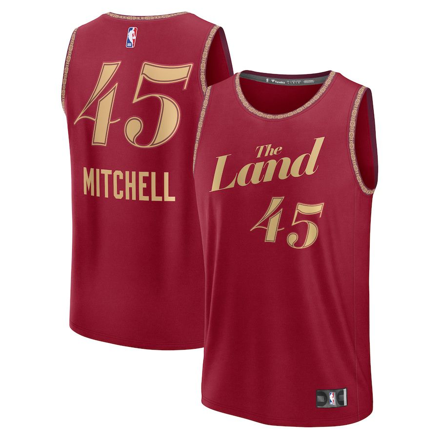 Men Cleveland Cavaliers 45 Donovan Mitchell Fanatics Branded Wine City Edition 2023-24 Fast Break NBA Jersey